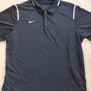 Nike Dri Fit Polo Mens XL Golf Navy Blue Shirt